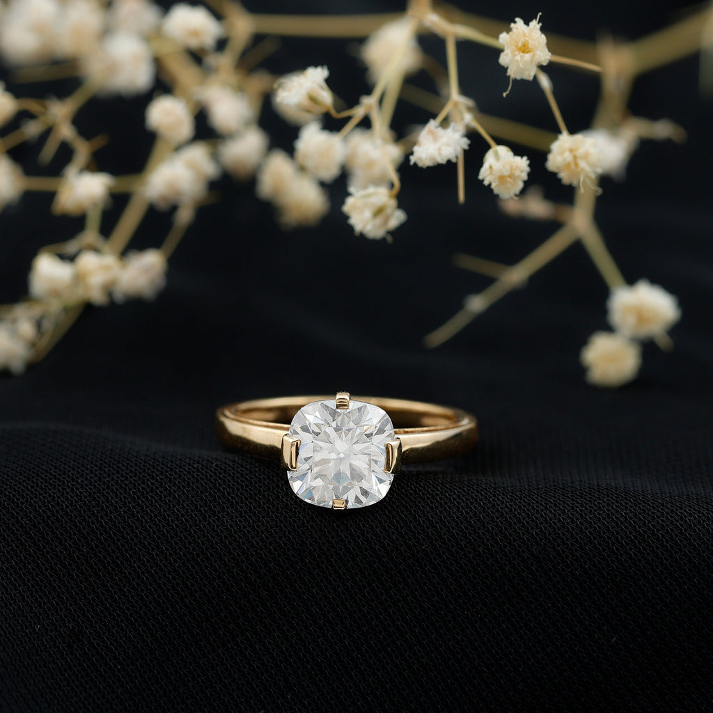 3 Carat Cushion Cut Moissanite Solitaire Engagement Ring with Certificate