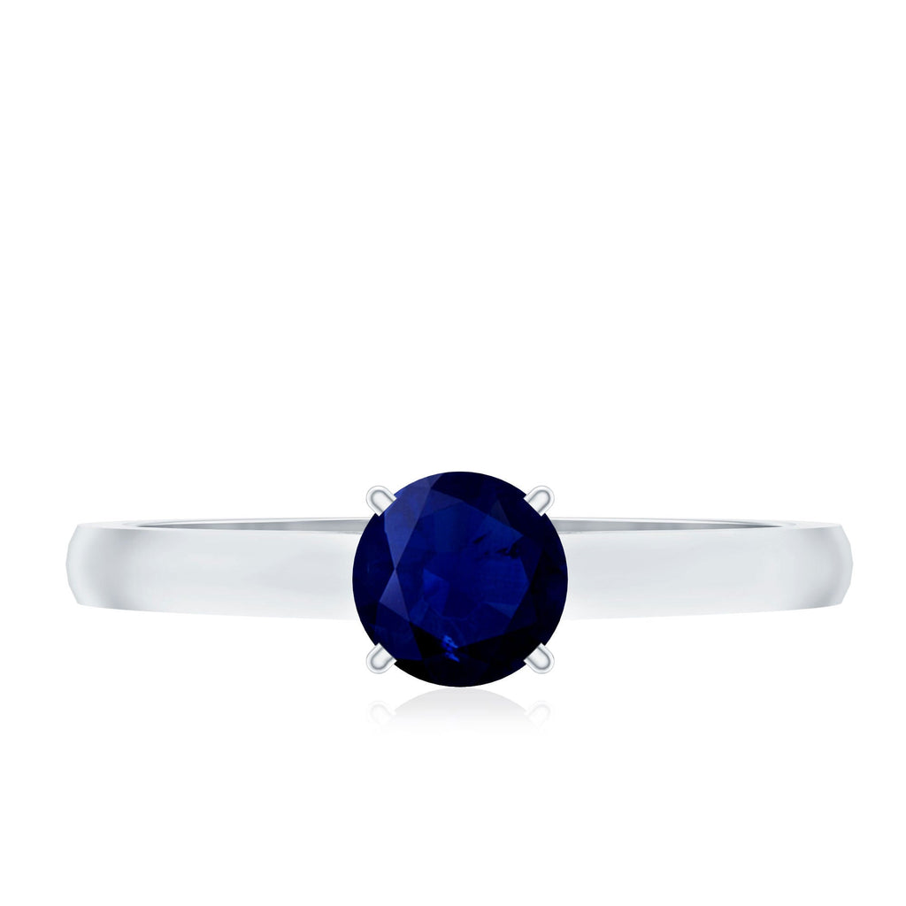 Natural 0.9 Carat Blue Sapphire Solitaire Promise Ring for Women