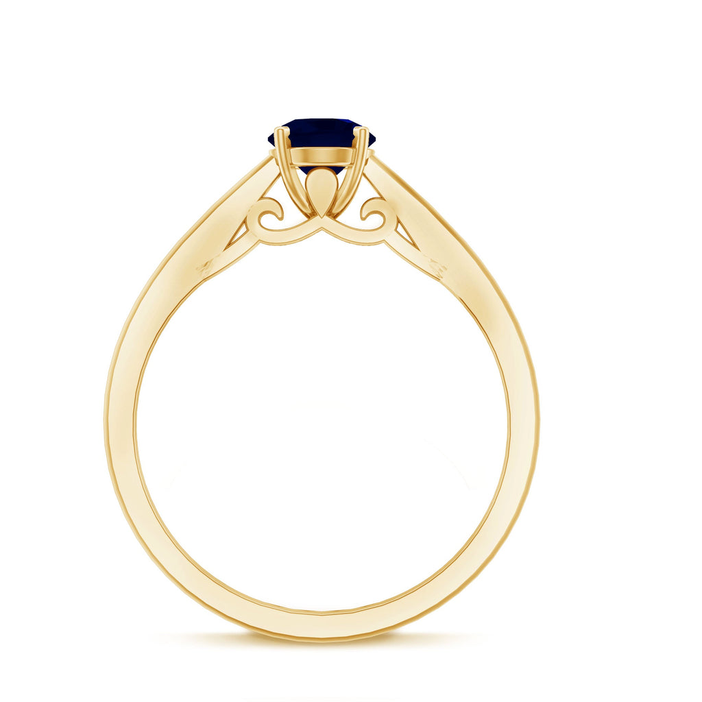 Natural 0.9 Carat Blue Sapphire Solitaire Promise Ring for Women