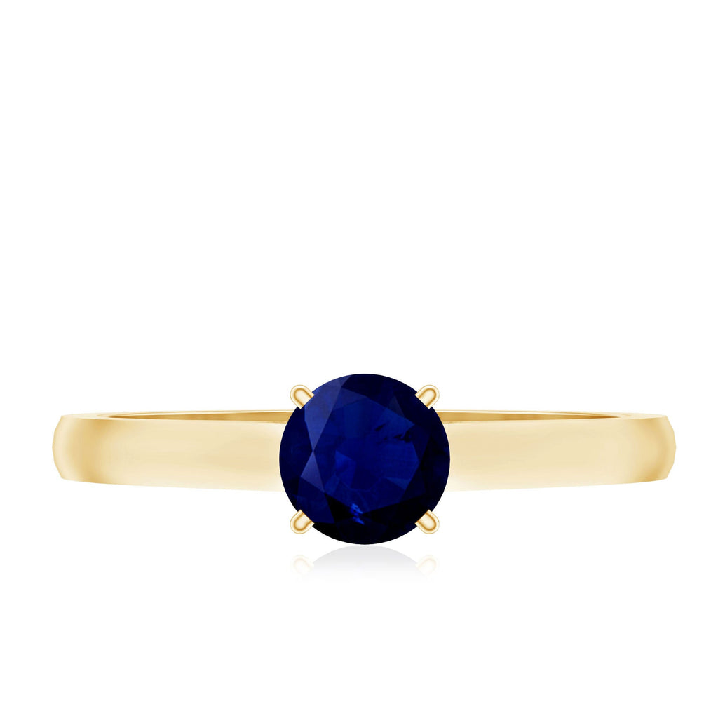 Natural 0.9 Carat Blue Sapphire Solitaire Promise Ring for Women