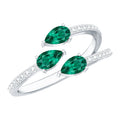 Certified Pear Shape Lab Grown Emerald Diamond Cocktail Ring