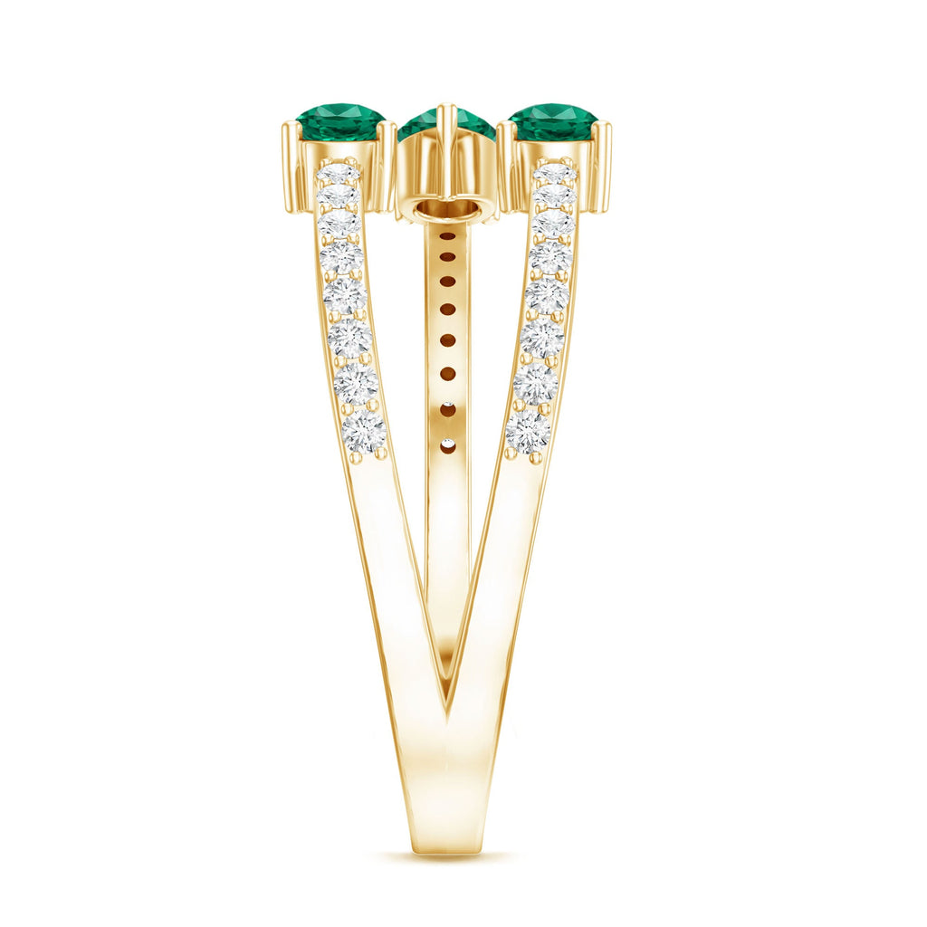 Certified Pear Shape Lab Grown Emerald Diamond Cocktail Ring