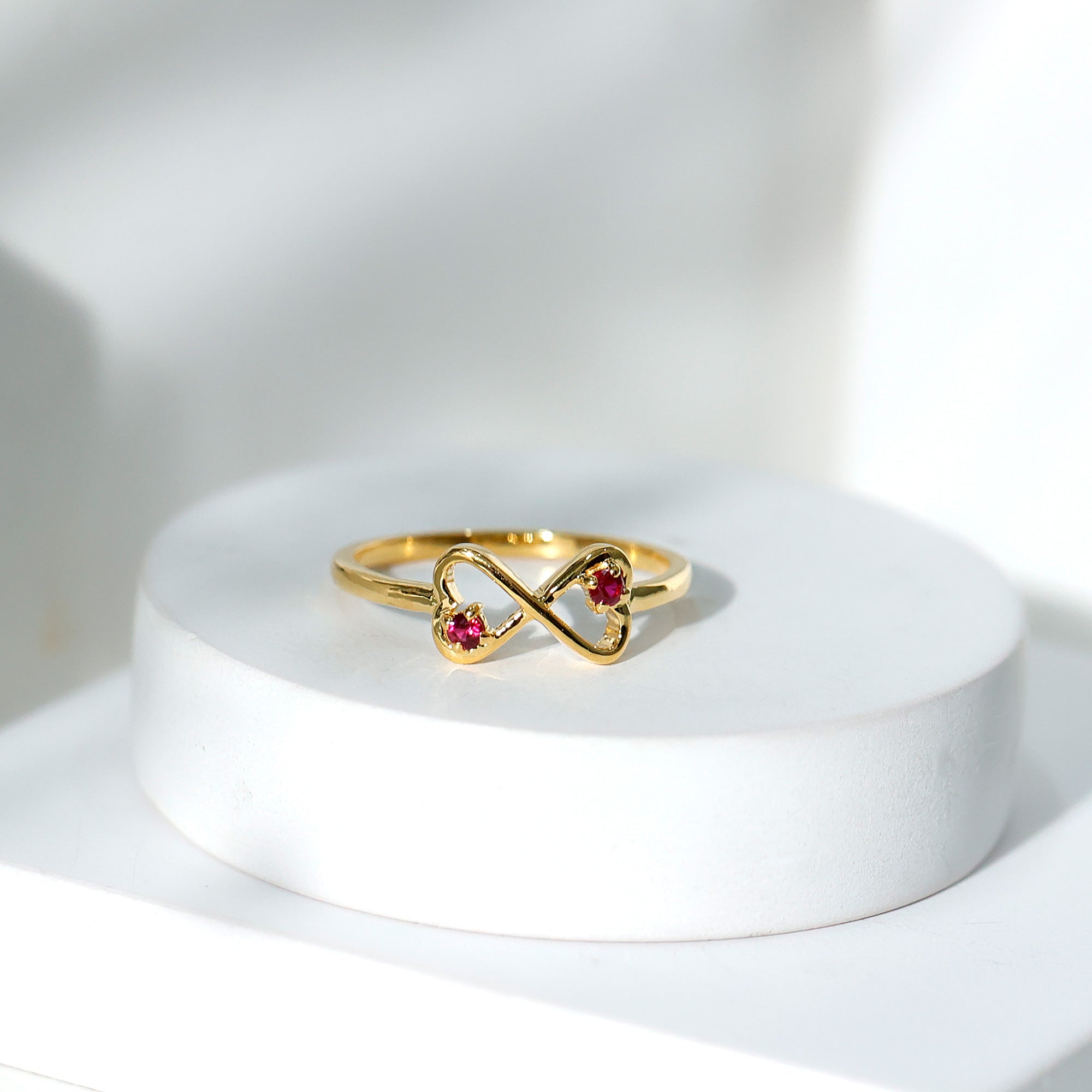 Lab Created Ruby Infinity Heart Promise Ring