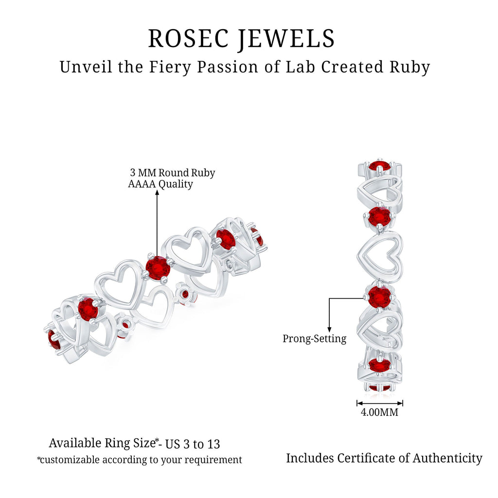Certified Lab Created Ruby Heart Eternity Band Ring
