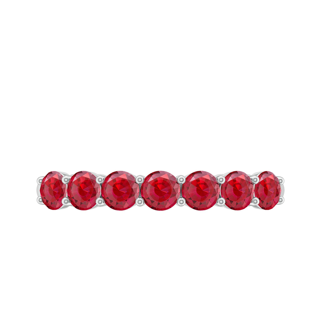 Lab Created Ruby Half Eternity Wedding Band