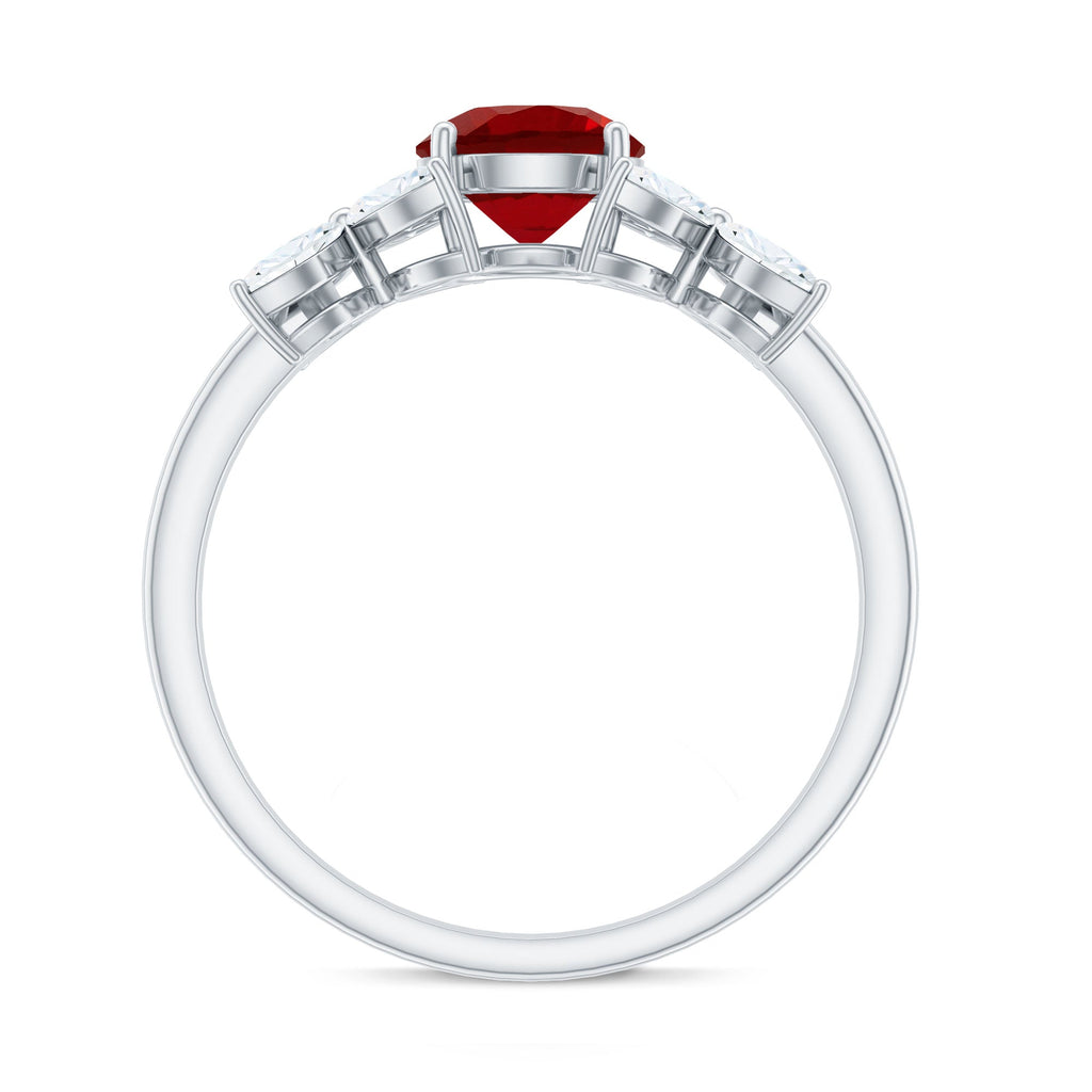 Brilliant Cut Lab Created Ruby Floral Engagement Ring with Certificate