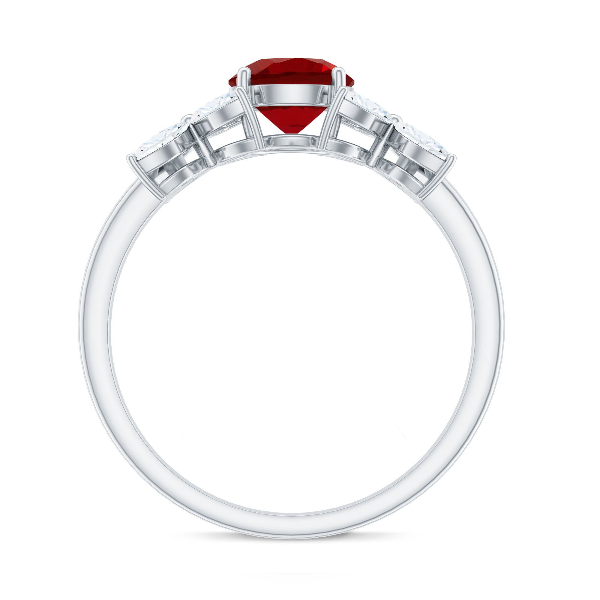 Brilliant Cut Lab Created Ruby Floral Engagement Ring with Certificate