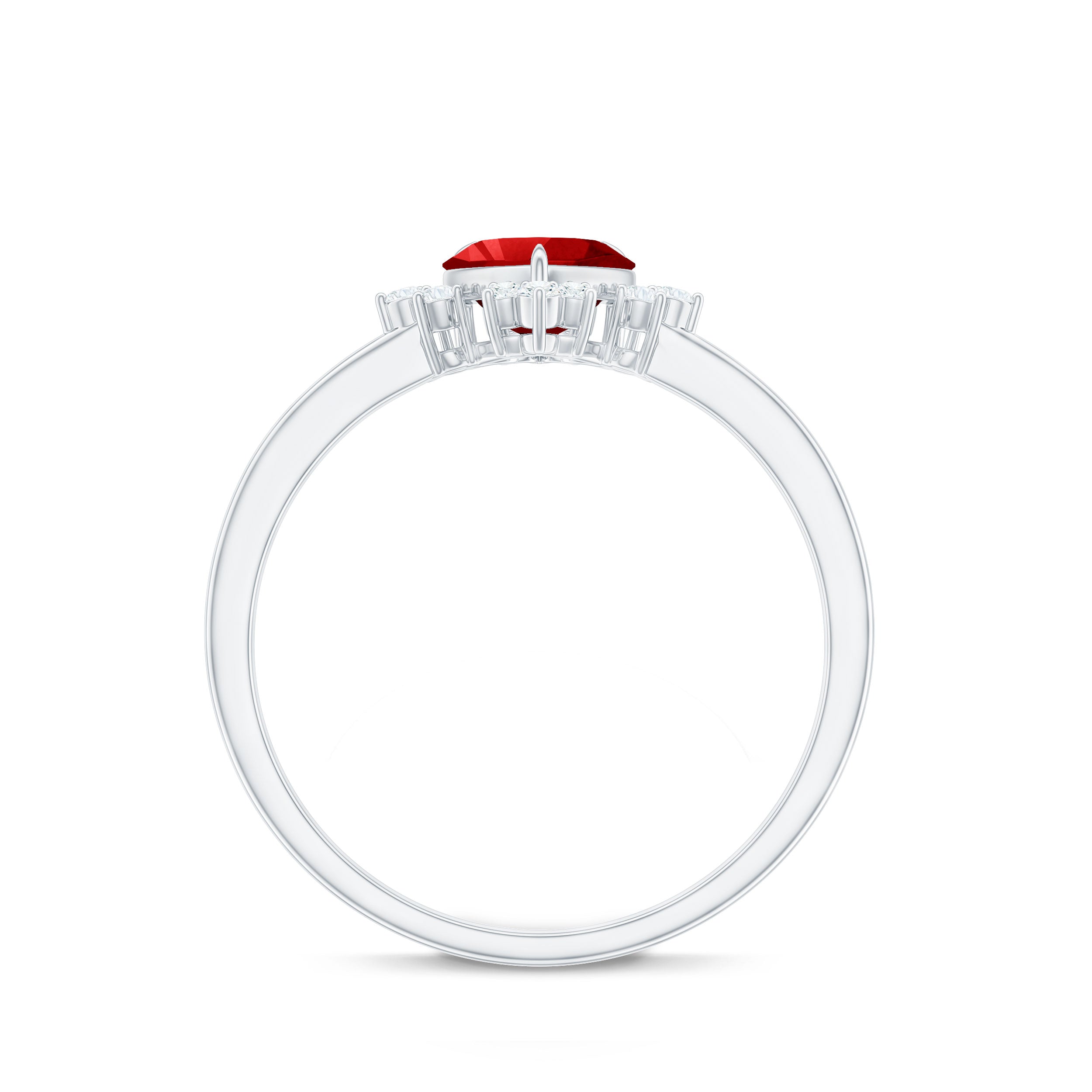 Lab Created Ruby Heart Promise Ring with Diamonds