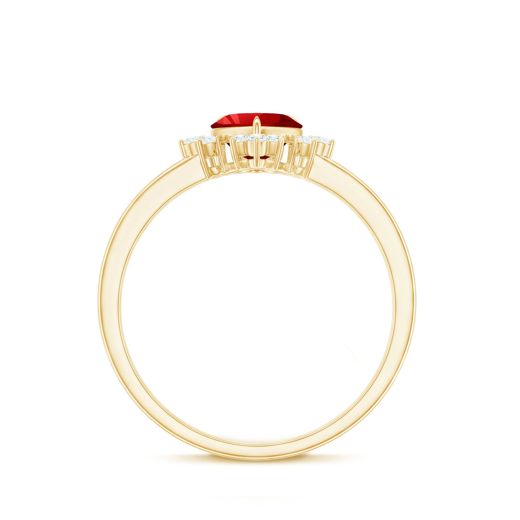 Lab Created Ruby Heart Promise Ring with Diamonds