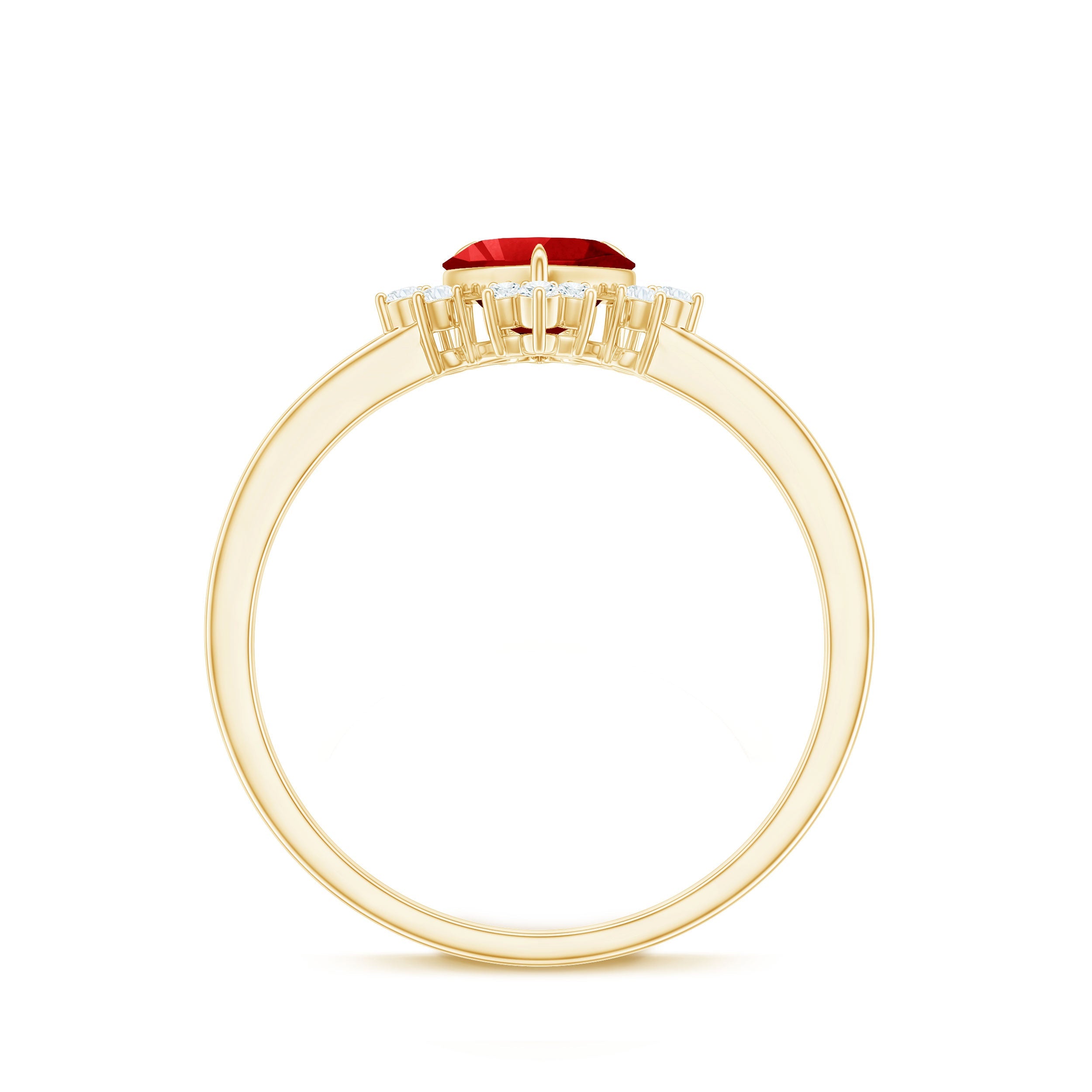 Lab Created Ruby Heart Promise Ring with Diamonds