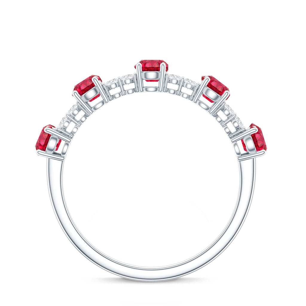 Lab Created Ruby and Diamond Half Eternity Stackable Ring
