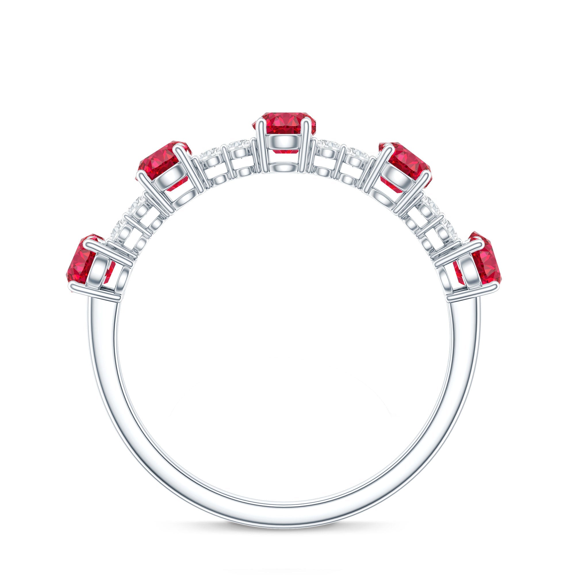Lab Created Ruby and Diamond Half Eternity Stackable Ring