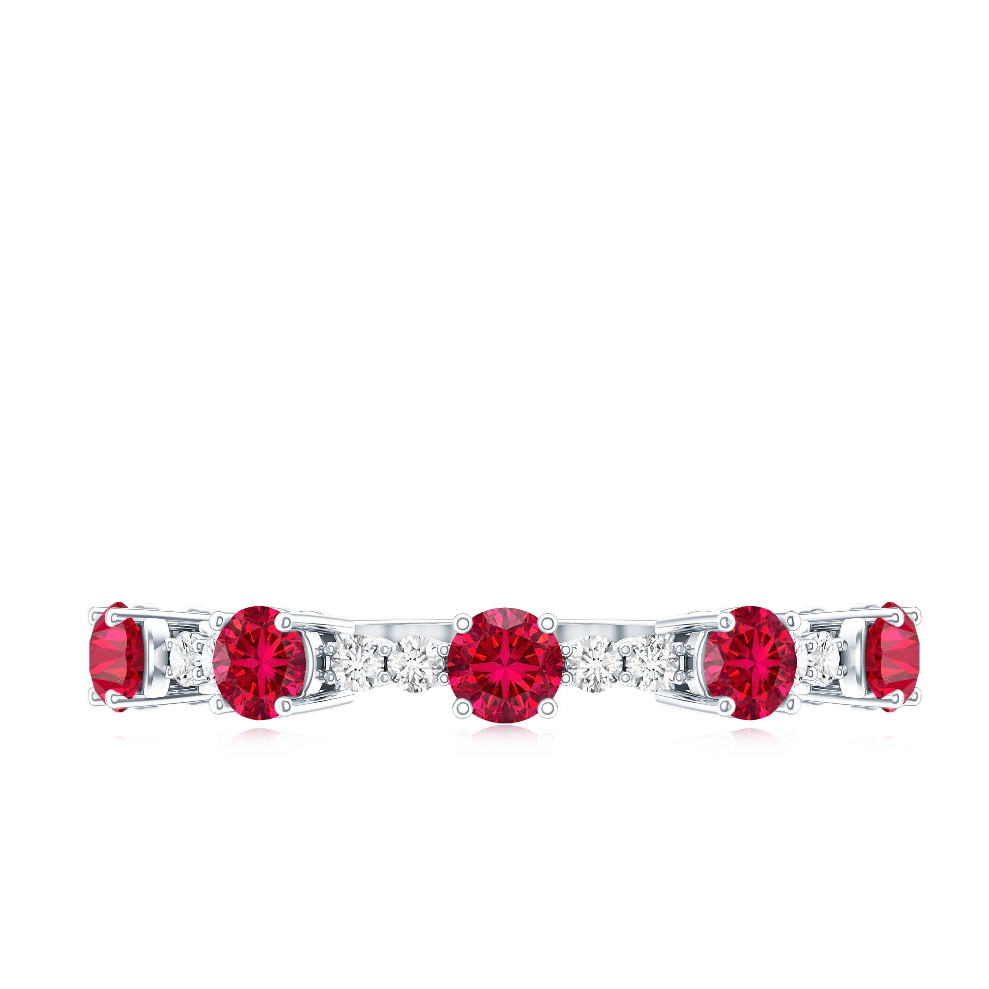 Lab Created Ruby and Diamond Half Eternity Stackable Ring
