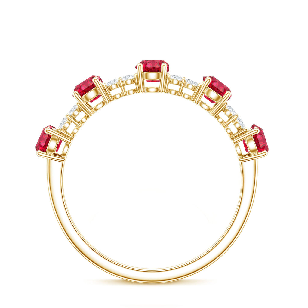 Lab Created Ruby and Diamond Half Eternity Stackable Ring