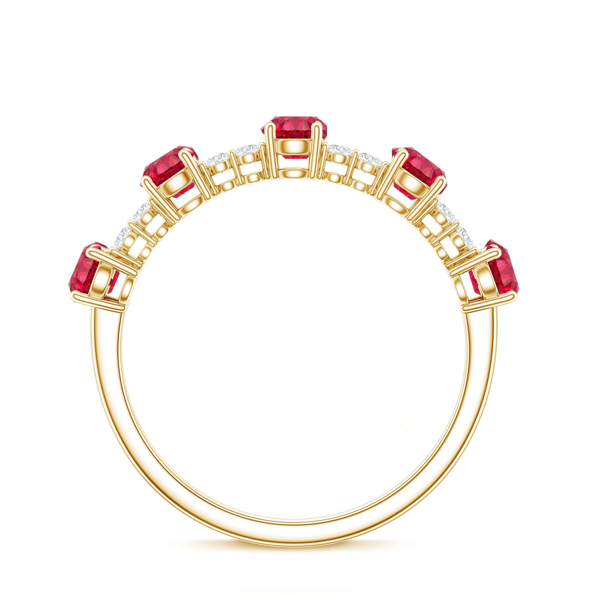 Lab Created Ruby and Diamond Half Eternity Stackable Ring