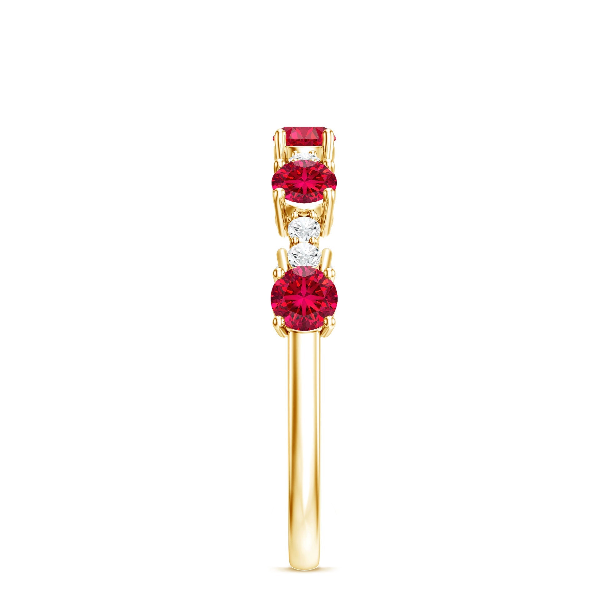 Lab Created Ruby and Diamond Half Eternity Stackable Ring