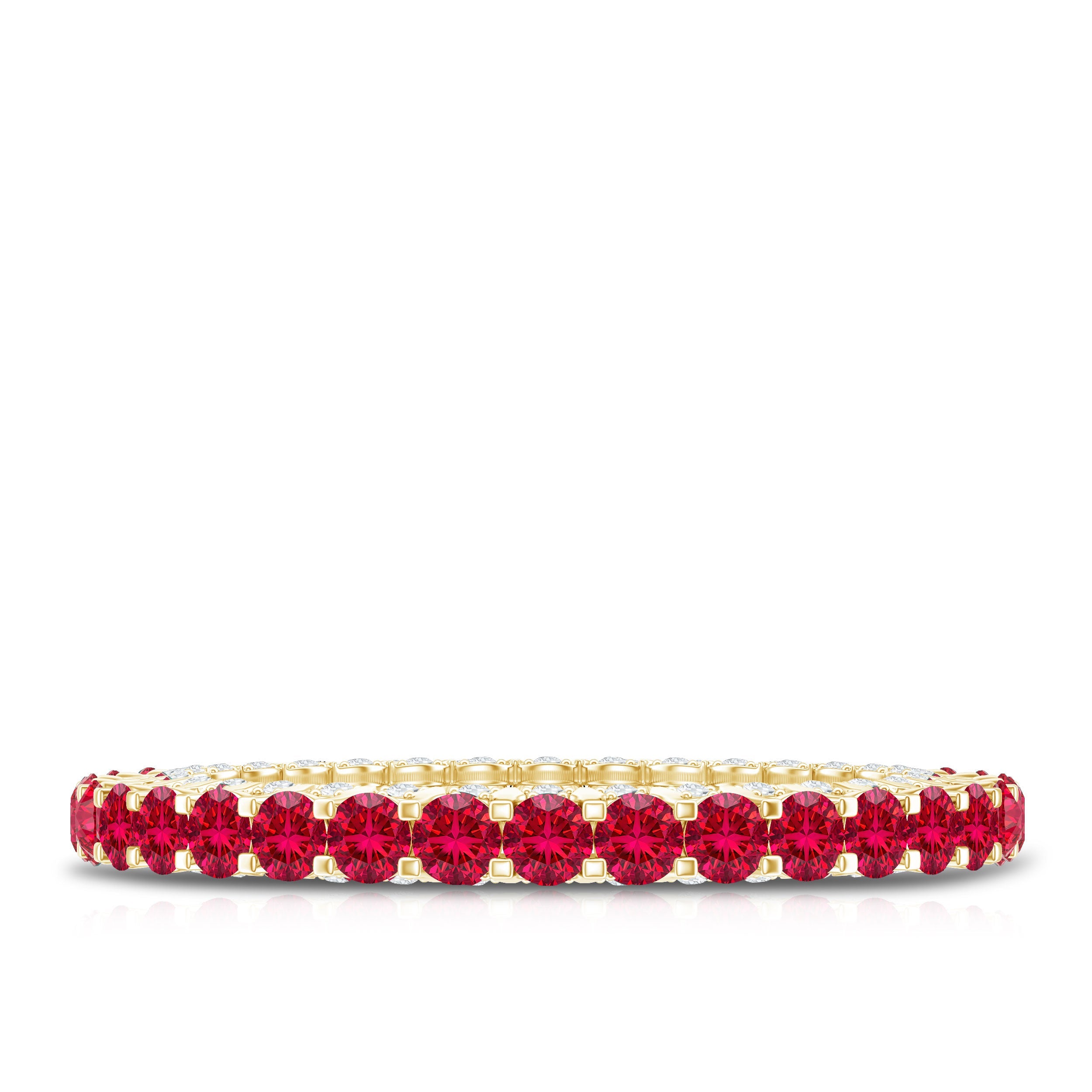 Round Shape Lab Grown Ruby and Diamond Eternity Wedding Band