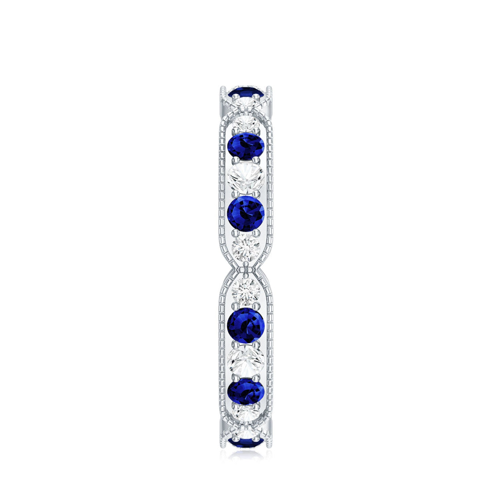 Certified Lab Grown Blue Sapphire Diamond Eternity Ring for Anniversary