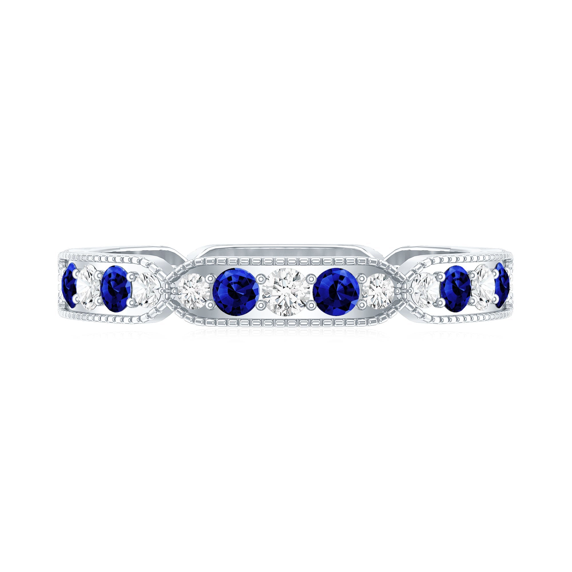 Certified Lab Grown Blue Sapphire Diamond Eternity Ring for Anniversary