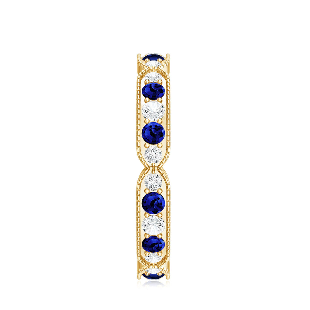 Certified Lab Grown Blue Sapphire Diamond Eternity Ring for Anniversary