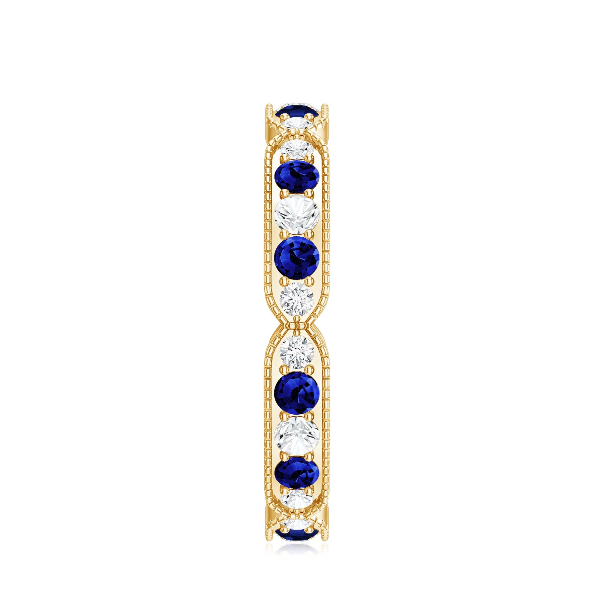 Certified Lab Grown Blue Sapphire Diamond Eternity Ring for Anniversary