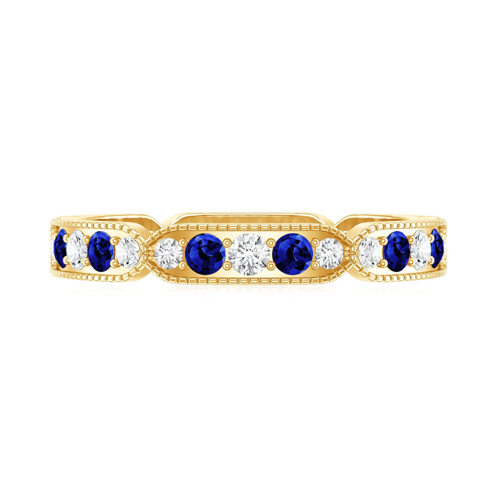 Certified Lab Grown Blue Sapphire Diamond Eternity Ring for Anniversary