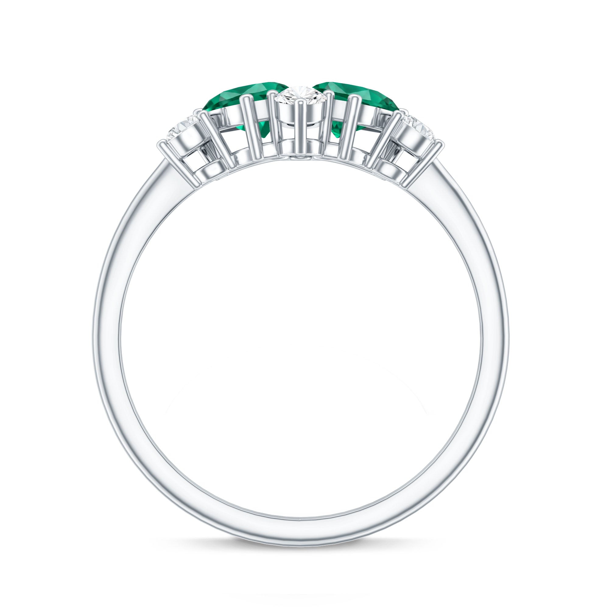 Designer Pear Shape Lab Grown Emerald Toi Et Moi Engagement Ring with Diamond