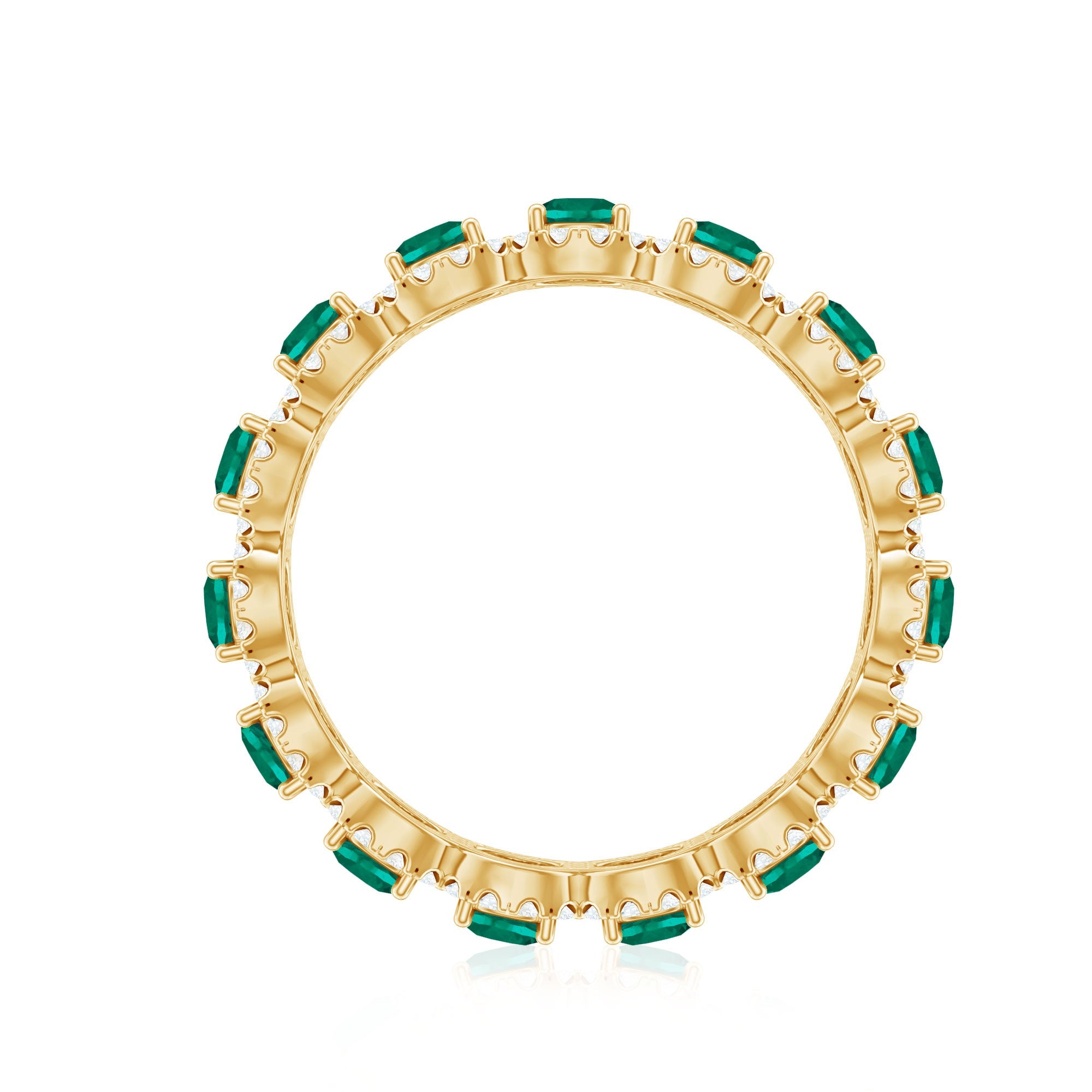 Certified Vintage Style Lab Grown Emerald Wedding Band