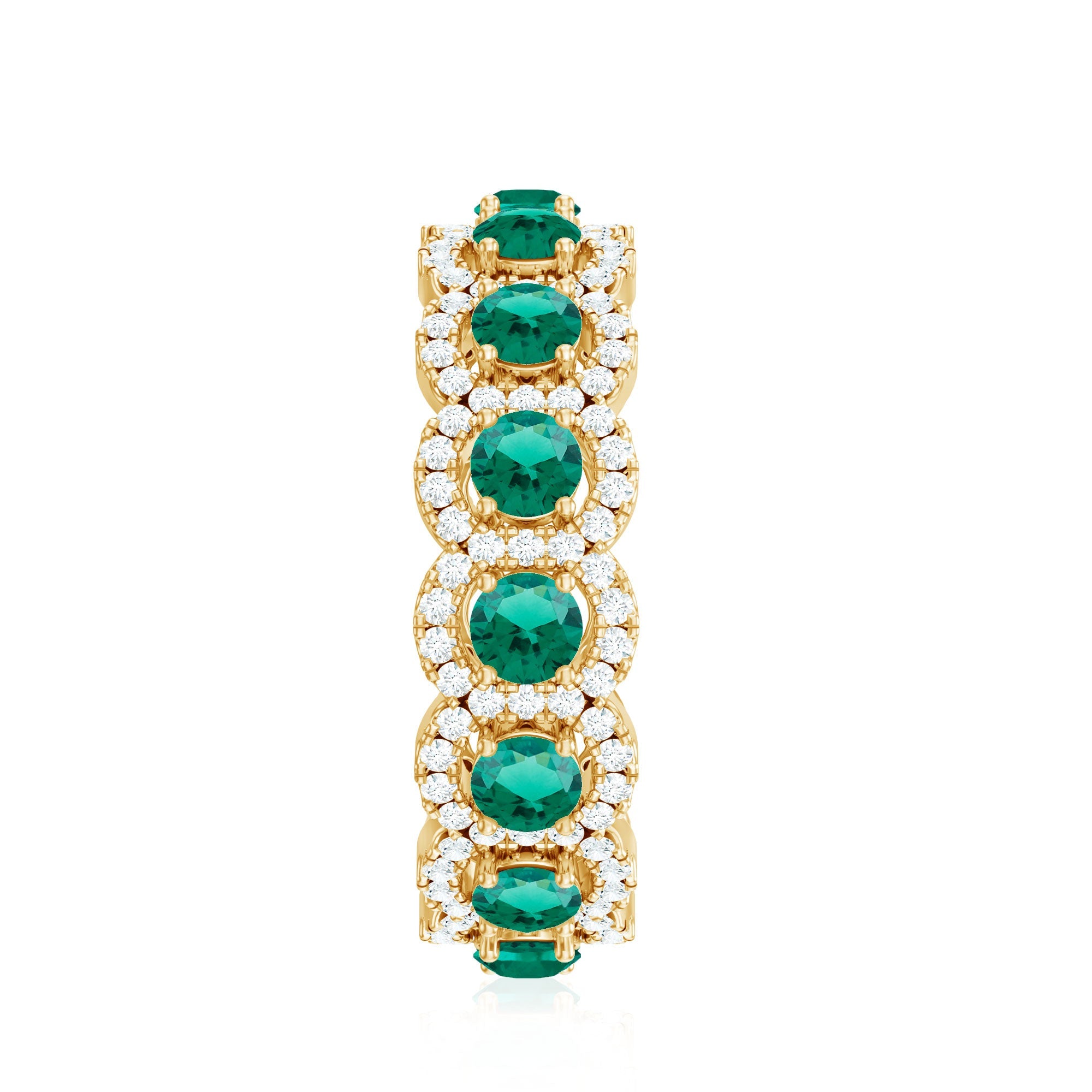 Certified Vintage Style Lab Grown Emerald Wedding Band