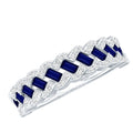 Natural Baguette Blue Sapphire Half Eternity Ring with Diamond