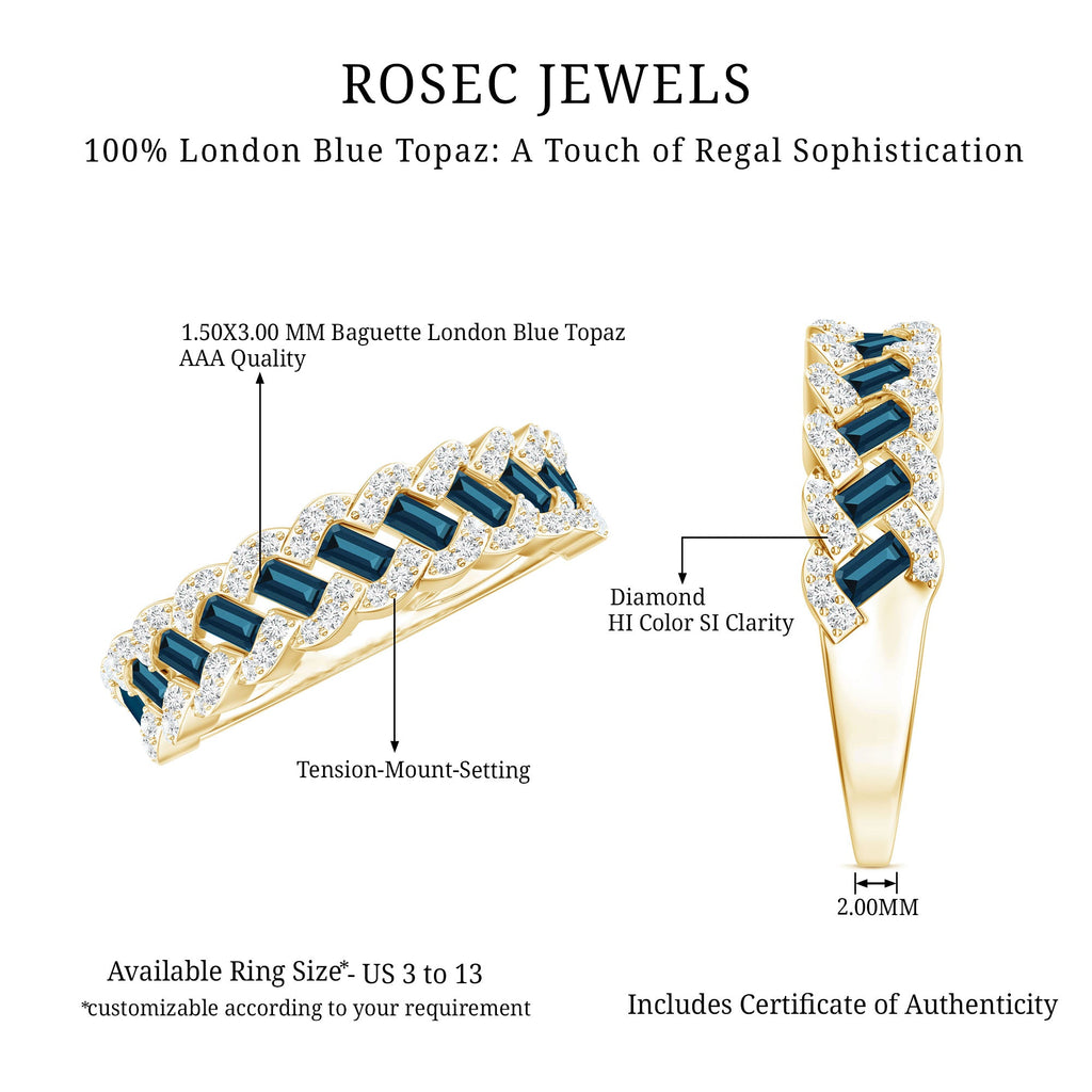 Real London Blue Topaz and Diamond Wedding Ring For Women