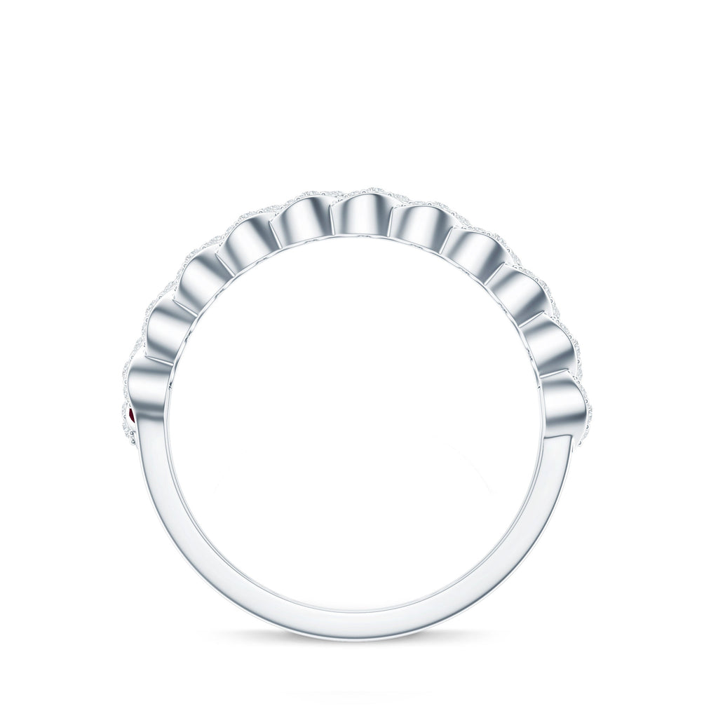 Natural Baguette Ruby Half Eternity Band with Diamond