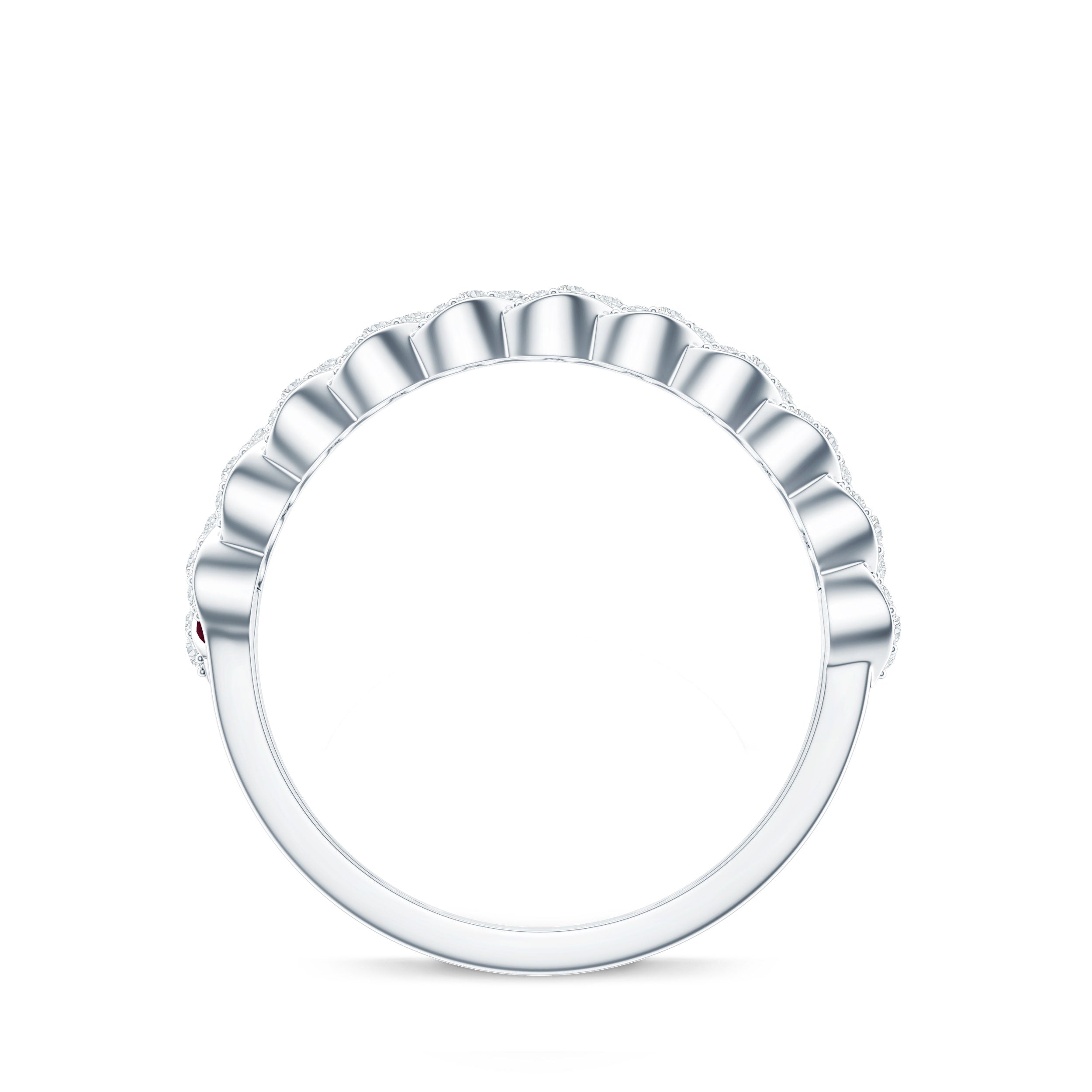 Natural Baguette Ruby Half Eternity Band with Diamond