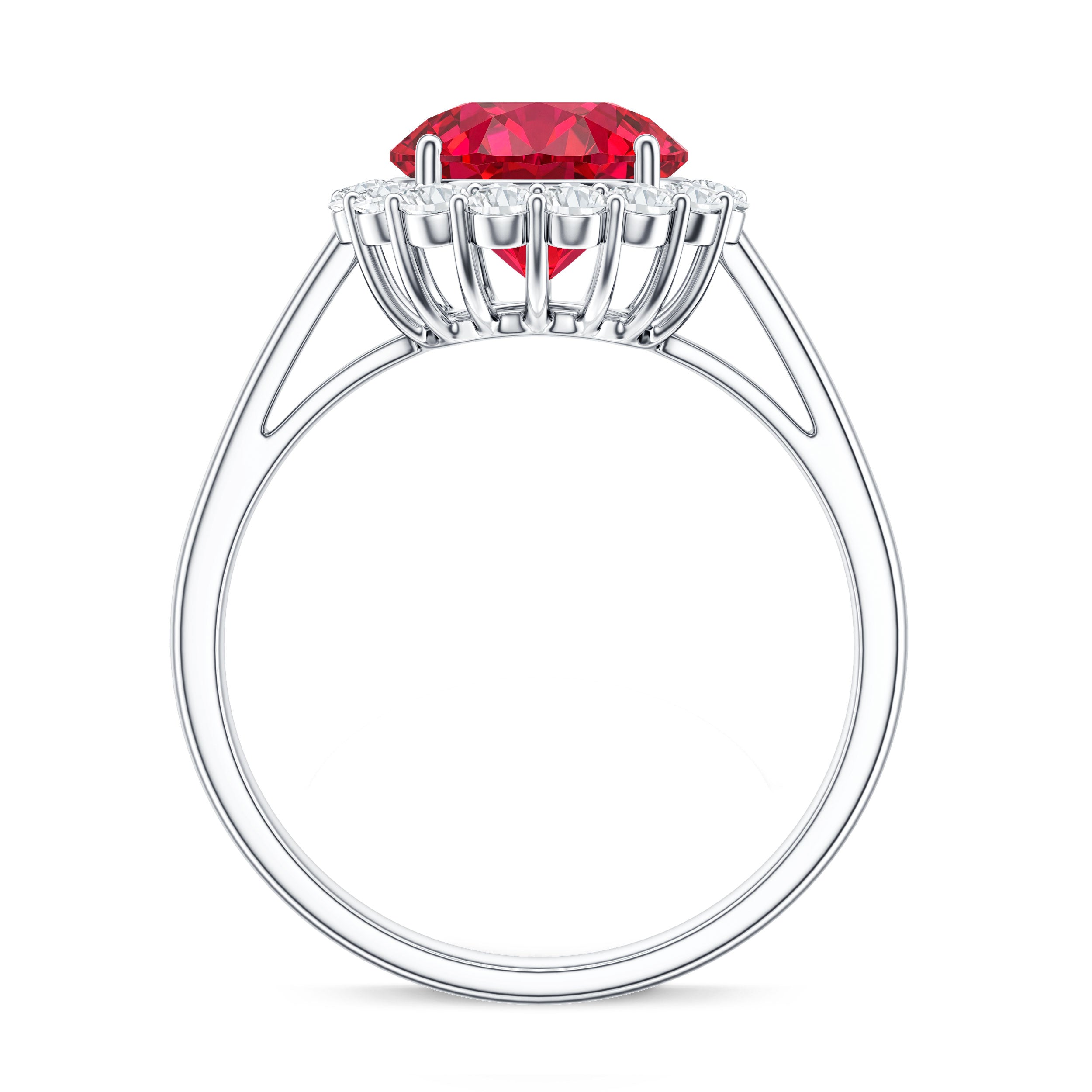 Lab Created 2.3 Carat Ruby Halo Engagement Ring with Diamonds