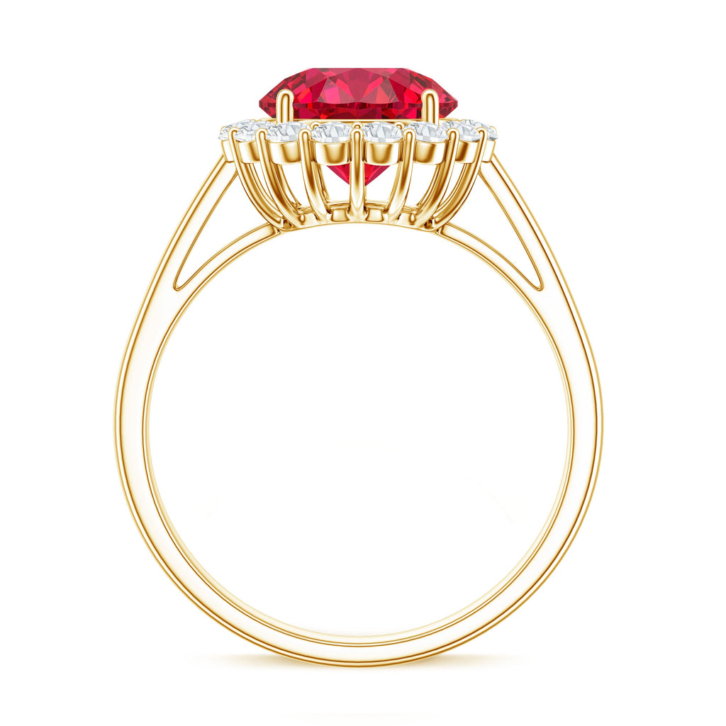 Lab Created 2.3 Carat Ruby Halo Engagement Ring with Diamonds