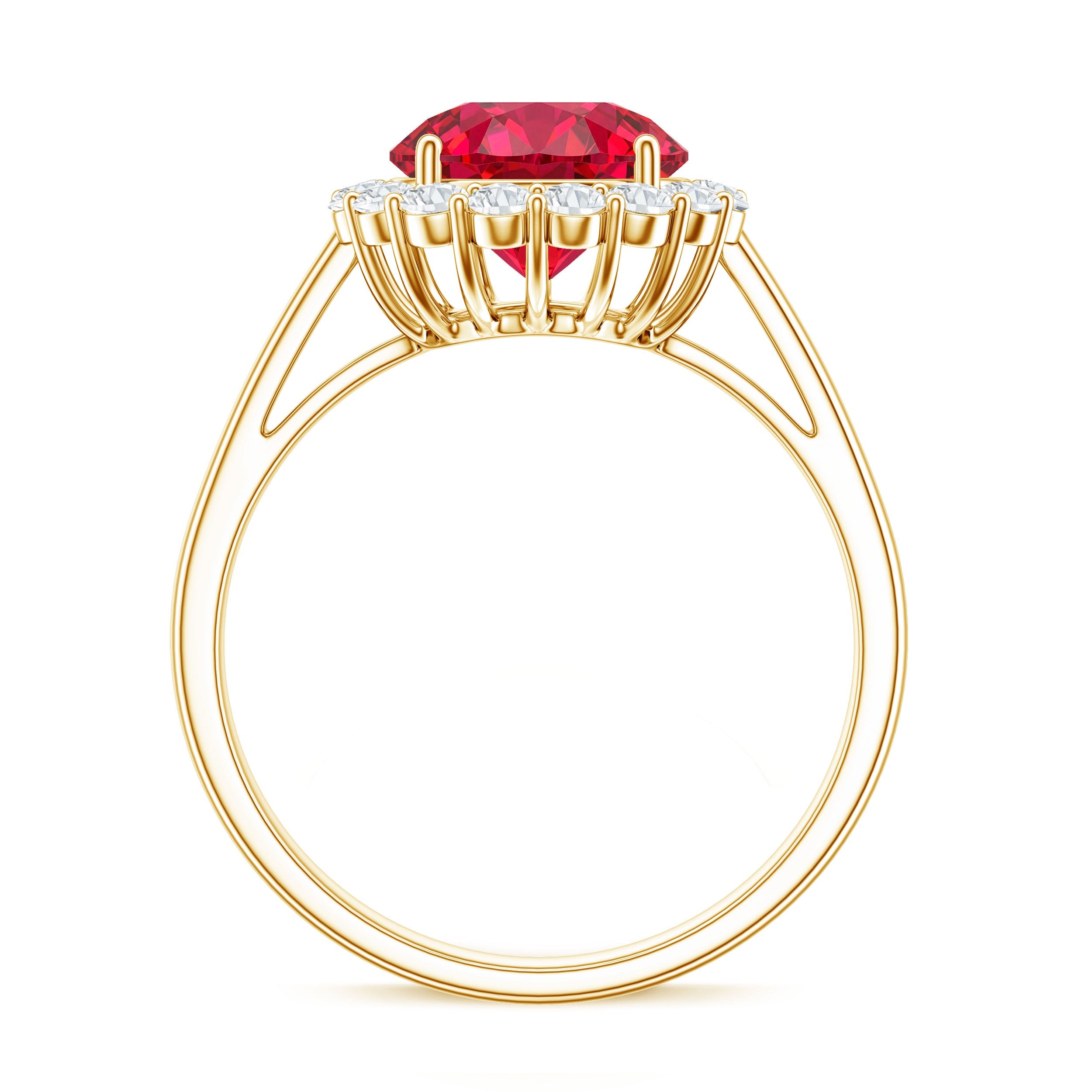 Lab Created 2.3 Carat Ruby Halo Engagement Ring with Diamonds
