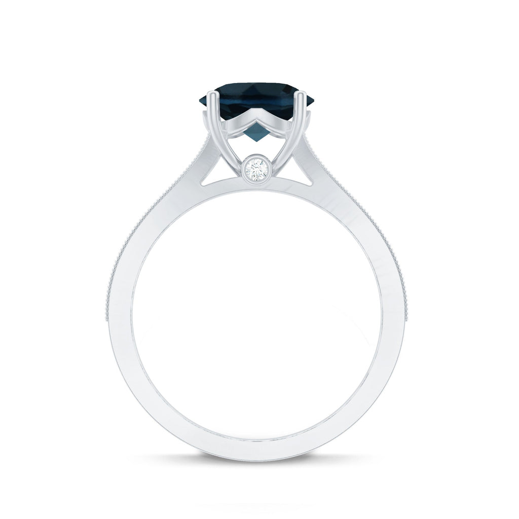 Natural London Blue Topaz and Diamond Engagement Ring