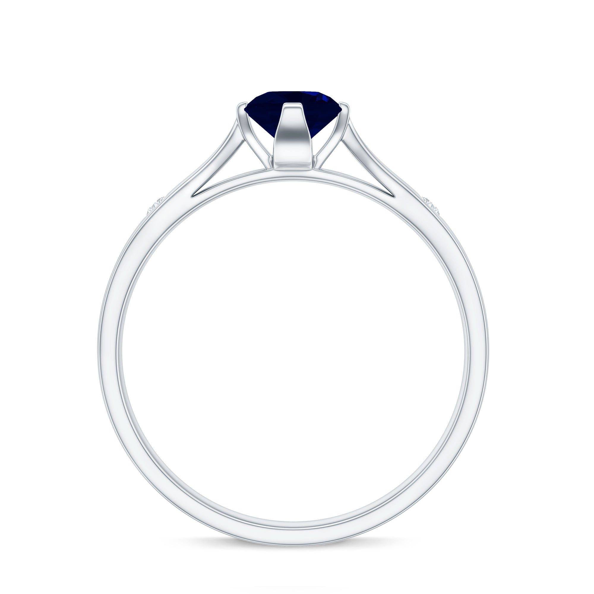 Round Cut Certified Blue Sapphire Promise Ring with Diamond