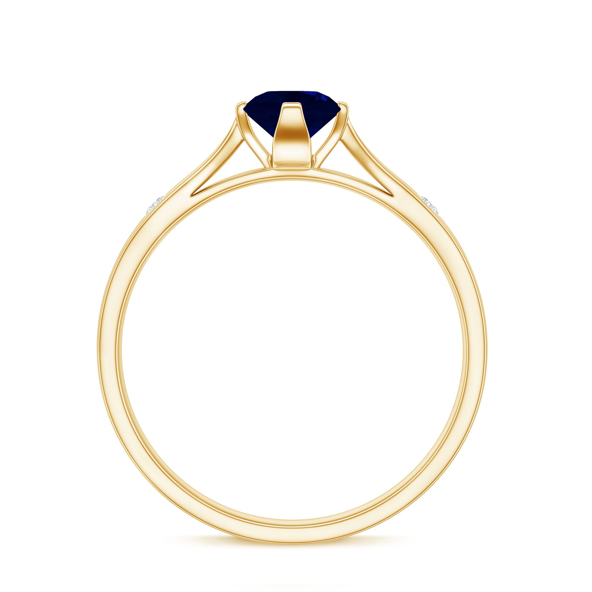 Round Cut Certified Blue Sapphire Promise Ring with Diamond