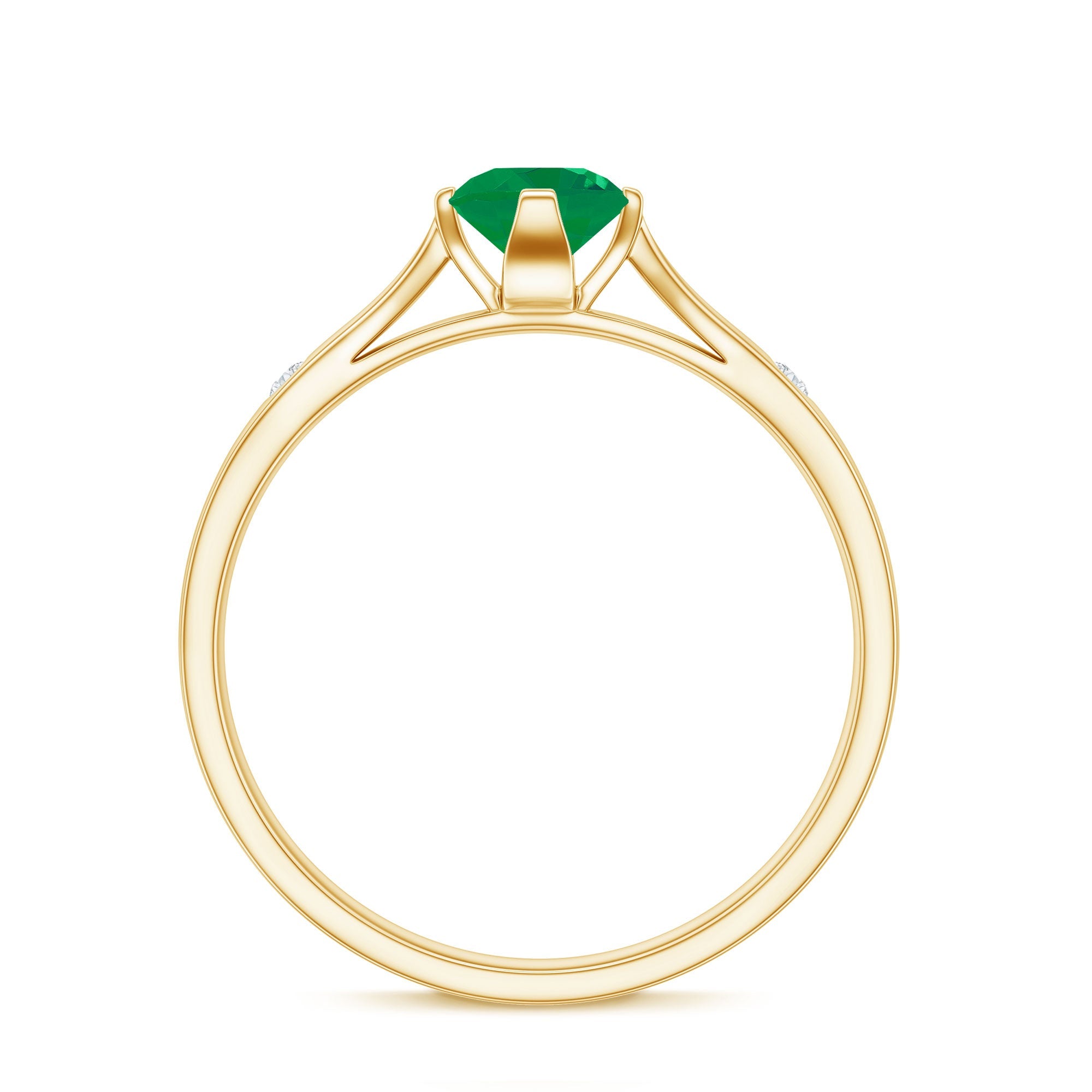 Natural Emerald Diamond Promise Ring with Pinched Shank