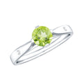 Natural 0.5 Carat Peridot Promise Ring with Diamond