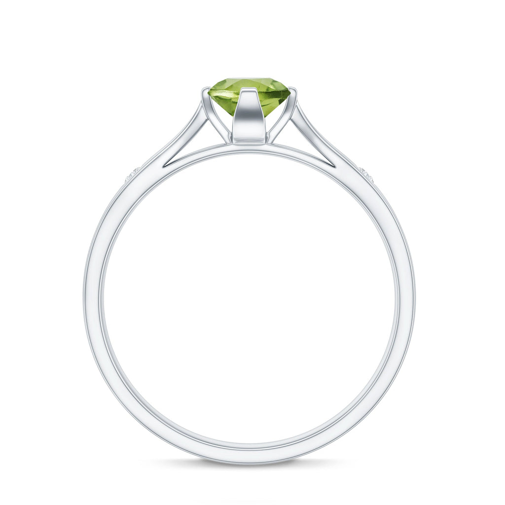 Natural 0.5 Carat Peridot Promise Ring with Diamond