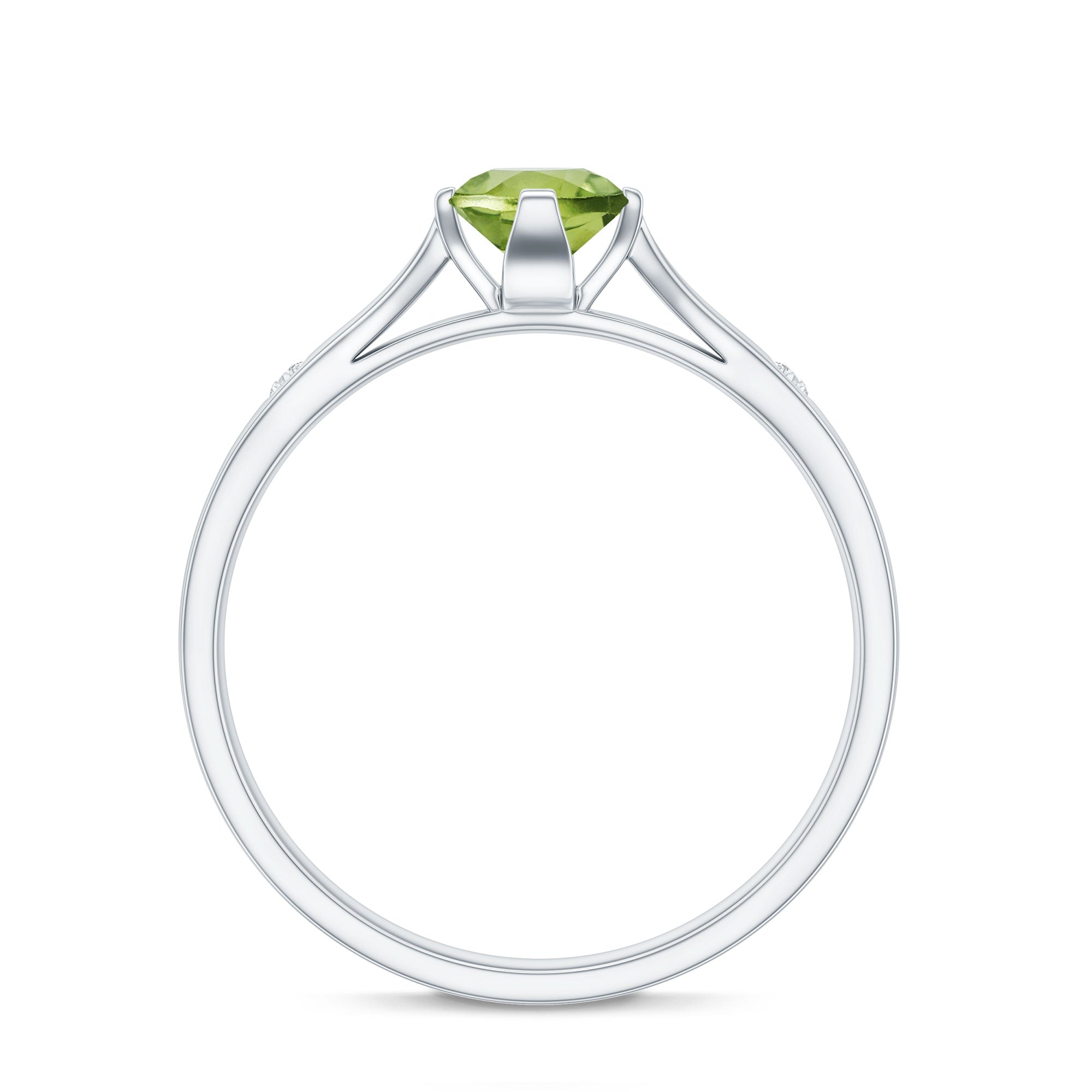 Natural 0.5 Carat Peridot Promise Ring with Diamond