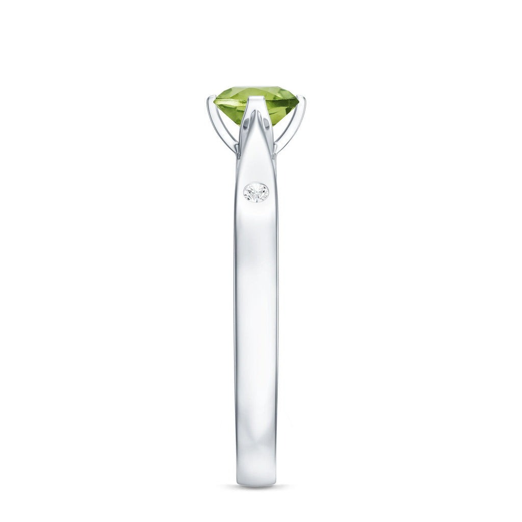 Natural 0.5 Carat Peridot Promise Ring with Diamond