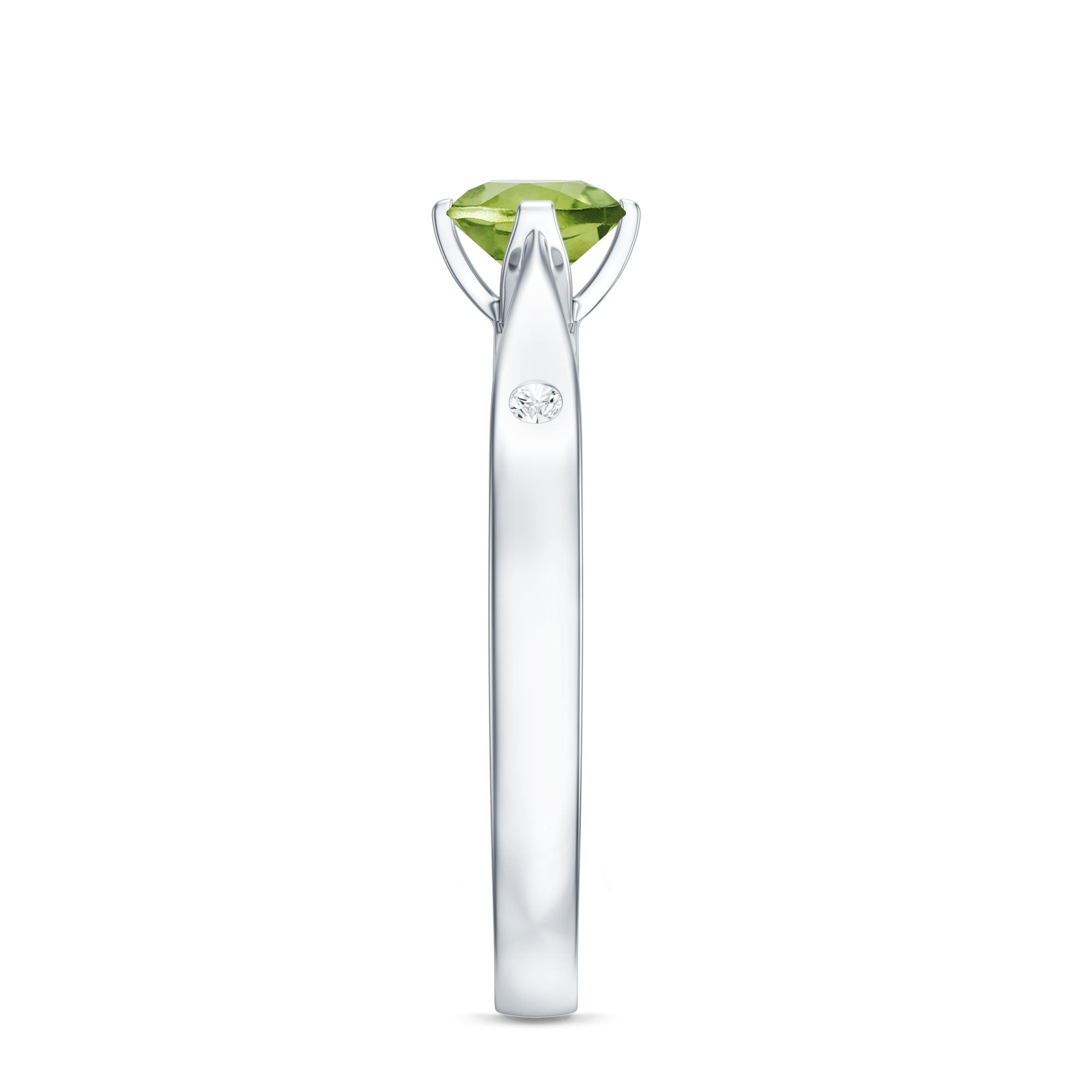 Natural 0.5 Carat Peridot Promise Ring with Diamond