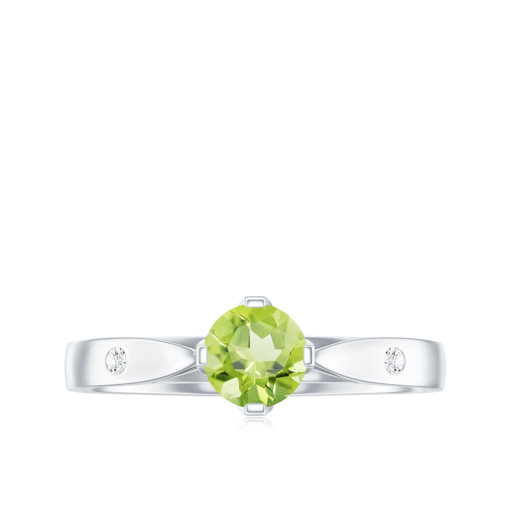 Natural 0.5 Carat Peridot Promise Ring with Diamond