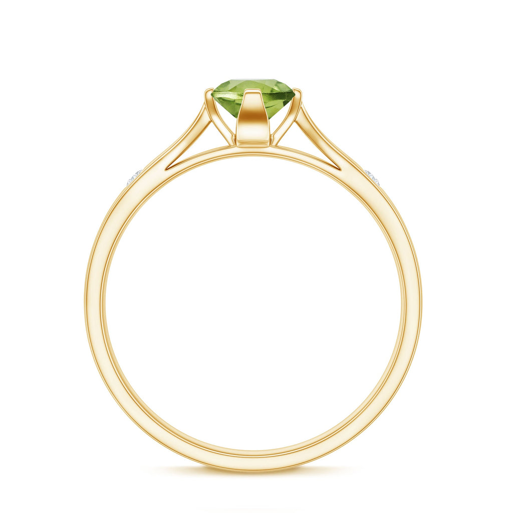 Natural 0.5 Carat Peridot Promise Ring with Diamond