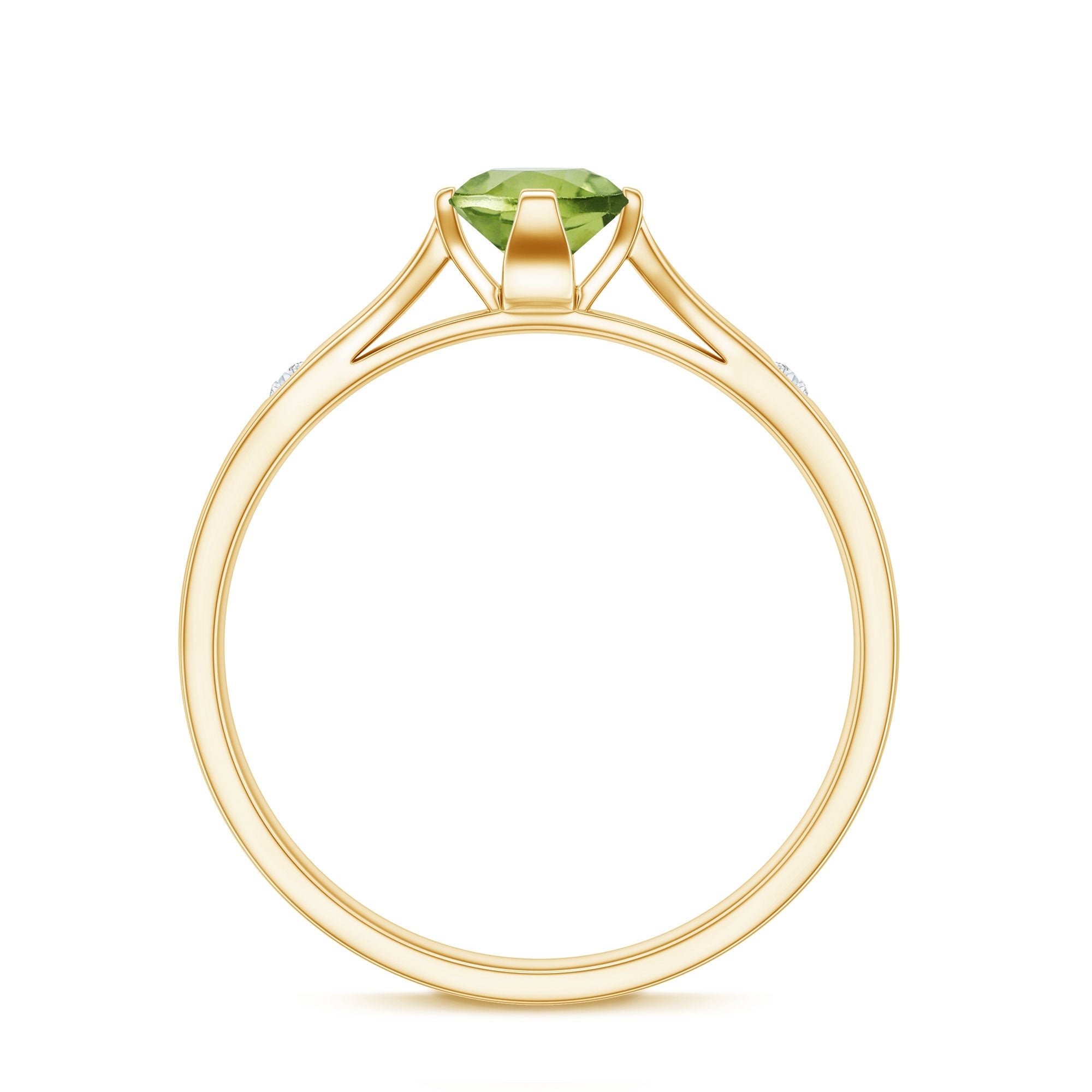 Natural 0.5 Carat Peridot Promise Ring with Diamond