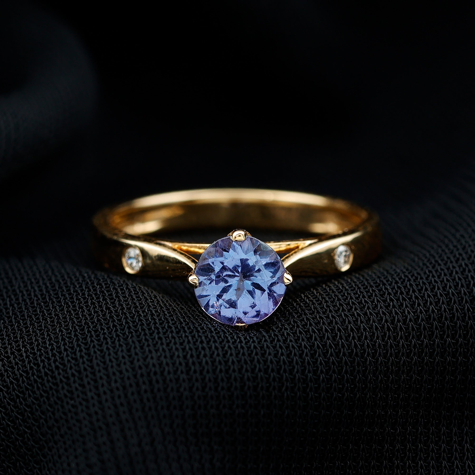 Natural Tanzanite Diamond Commitment Ring for Women