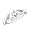Certified Moissanite Solitaire Engagement Ring in Crossover Shank